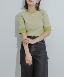 SENSE OF PLACE by URBAN RESEARCH(センスオブプレイス バイ アーバンリサーチ)/【予約】クルーネックリンガーボーダーTシャツ(5分袖)/YELLOW