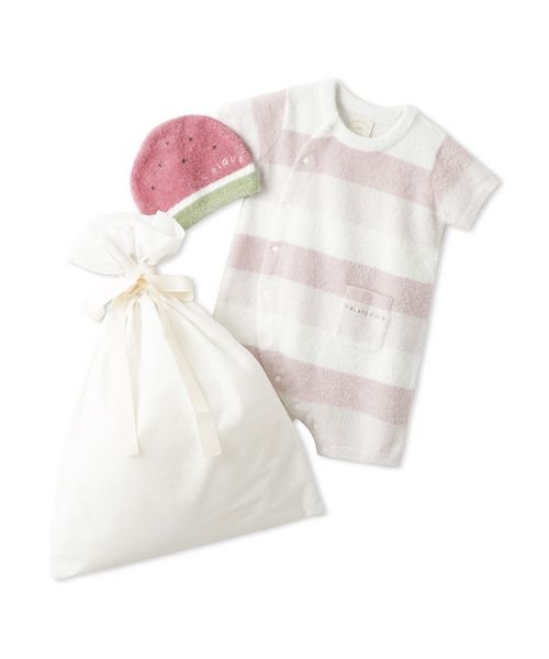 gelato pique Kids＆Baby(gelato pique Kids＆Baby)/【ラッピング済み】【BABY】スムーズィー3ボーダーロンパース＆キャップSET/PNK