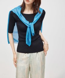 ROPE'(ロペ)/【WEB限定】Washable Silk 5分袖リブニット/ブラック（01）