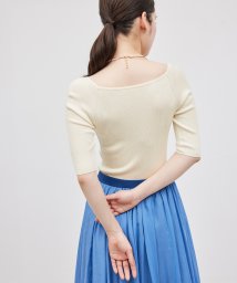 ROPE'(ロペ)/【WEB限定】Washable Silk 5分袖リブニット/オフホワイト（15）