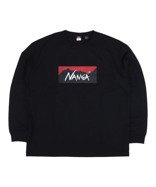 NANGA(ナンガ)/ NANGA ナンガ Tシャツ 長袖 ロンT エコ ハイブリッド ボックスロゴ メンズ ECO HYBRID BOX LOGO LS TEE ブラック ホワイト/ブラック