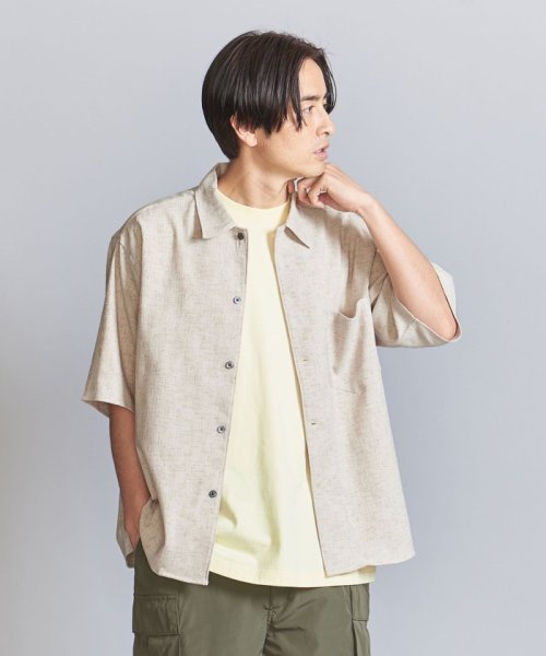 BEAUTY&YOUTH UNITED ARROWS(ビューティーアンドユース　ユナイテッドアローズ)/ドライ ツイード キャンプカラー グランデ  ショートスリーブシャツ/NATURAL