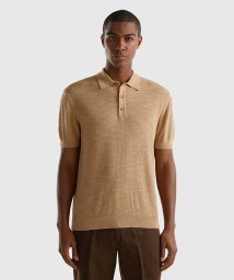 BENETTON (mens)(ベネトン（メンズ）)/コットンリネン混ポロシャツ/ベージュ