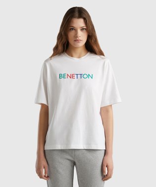 BENETTON (women)/クルーネックフロントロゴプリント半袖Tシャツ・カットソー/506067092