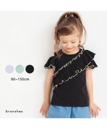 BRANSHES(ブランシェス)/肩開きフリルTシャツ/ブラック