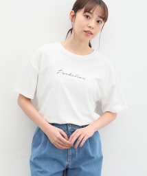 Honeys/ロゴプリントＴシャツ トップス Tシャツ 半袖 ロゴT 接触冷感 UVカット ハニさら /506084594