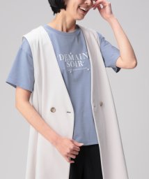 Honeys(ハニーズ)/パール付ロゴＴシャツ トップス Tシャツ レディース 白 きれいめ 大人カジュアル /ブルー