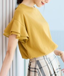 Honeys(ハニーズ)/フリル袖Ｔシャツ Tシャツ カットソー きれいめ レディース 半袖 おしゃれ 人気 綿 /イエロー