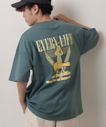 ZIP FIVE(ジップファイブ)/イラストガールプリントTシャツ/ブルー