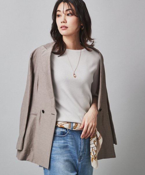 【清涼感／5分袖】袖スリット　ハイゲージプルオーバーニット 