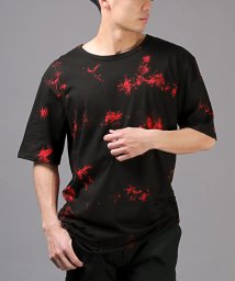 LUXSTYLE(ラグスタイル)/タイダイ染め天竺ダメージ加工半袖Tシャツ/バーニングショー 半袖Tシャツ メンズ Tシャツ 春夏 タイダイ染め ムラ染め 総柄/レッド