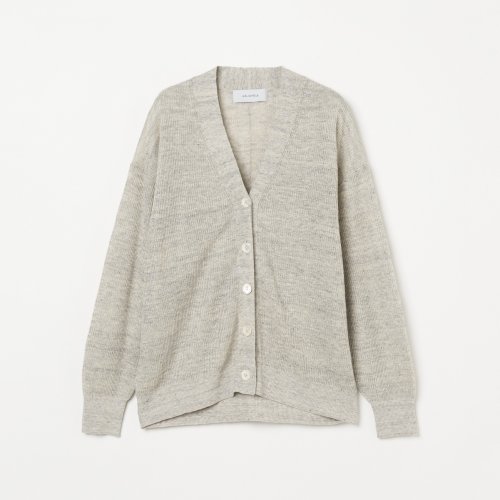 HELIOPOLE(エリオポール)/LINEN V NECK LONG CARDIGAN/ライトグレー