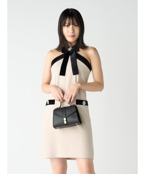 [L.B CANDY STOCK]ビジュー付きリボンミニワンピース CANDY STOCK 予めご了承ください