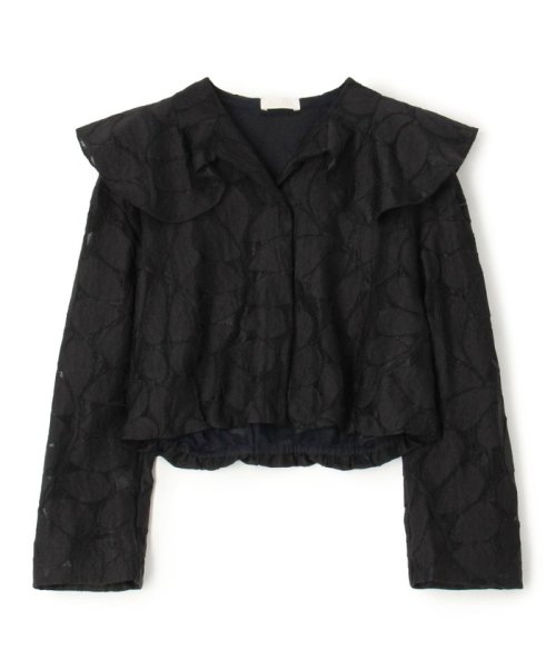 リーフチュールレース フレアカラーショートブルゾン 