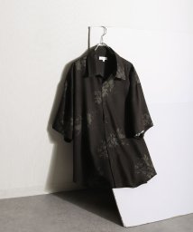Nilway(ニルウェイ)/総柄トロミ半袖オーバーサイズシャツ/柄シャツ/ブラック系6