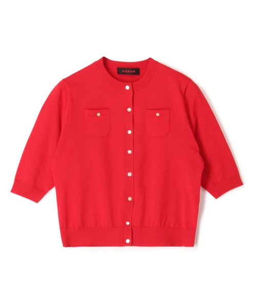 CABaN ファインポリエステル ハーフスリーブポケットカーディガン 