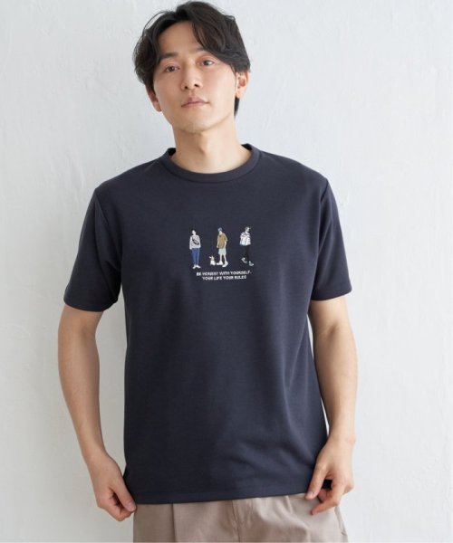 ikka(イッカ)/【親子おそろい】ポンチスリーメン刺繍Tシャツ/ネイビー