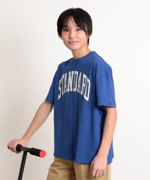 GLAZOS(グラソス)/【STREET】クラックロゴプリントビッグ半袖Tシャツ/ブルー