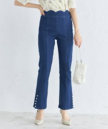 tocco closet(トッコクローゼット)/裾パール付きウエストスカラップカットパンツ/BLUE