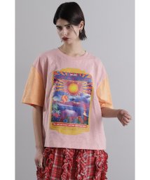 ROSE BUD(ローズバッド)/袖配色 プリントTシャツ/ピンク