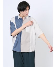 m.f.editorial(エムエフエディトリアル)/縦切替 レギュラーカラー半袖BIGシャツ/ホワイト