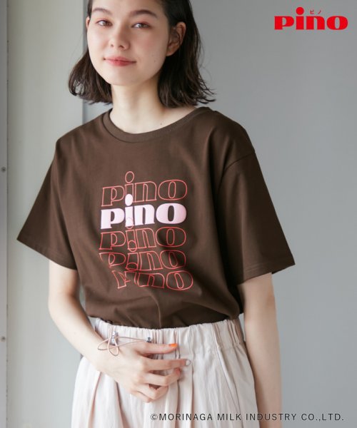 ROPE' PICNIC(ロペピクニック)/【Pino meets ROPE' PICNIC】PinoロゴひんやりTシャツ/ダークブラウン（20）