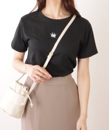 Lace Ladies(レースレディース)/クラウン ワンポイント付 クルーネック 半袖 Tシャツ/ブラック