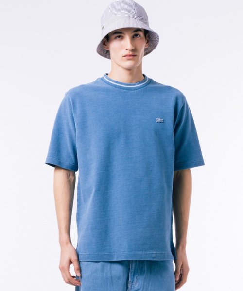 LACOSTE Mens(ラコステ　メンズ)/配色リブニットインディゴ鹿の子 半袖Tシャツ/ブル－グレ－