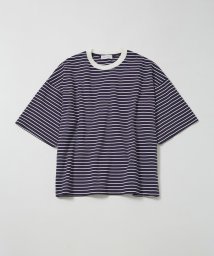 ADAM ET ROPE'(アダム　エ　ロペ)/スーピマコットン 32Gポンチ ロイヤルクール オーバーサイズ ボーダー Tシャツ/ネイビー（40）