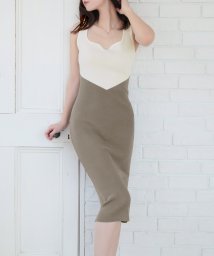 JULIA BOUTIQUE/バイカラータイトニットワンピース/24052/506091761