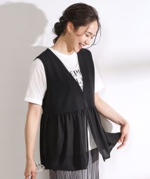 SHOO・LA・RUE　DRESKIP(シューラルー／ドレスキップ)/【2点セット】大人のフェミニンカジュアルに　ペプラムジレ＋ロゴTシャツ/ブラック（019）