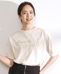 SHOO・LA・RUE　DRESKIP(シューラルー／ドレスキップ)/【洗える/ひんやり/UV】 大人のための ぷっくりラメロゴTシャツ/ライトベージュ（051）