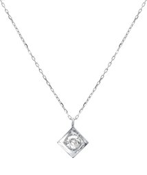 JEWELRY SELECTION/PT 天然ダイヤモンド 0.1ct スクエア プラチナ 一粒ネックレス/506092376