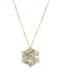 JEWELRY SELECTION/K18ゴールド 天然ダイヤモンド 計0.3ct 19石パヴェデザイン デザイン ネックレス 【K18YG イエローゴールド】/506092419