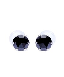 JEWELRY SELECTION/Pt900 ブラックダイヤモンド 計0.2ct ローズカット 6本爪プラチナピアス/506092444