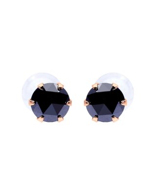 JEWELRY SELECTION/K18PG ブラックダイヤモンド 計0.2ct ローズカット 6本爪ピアス/506092446