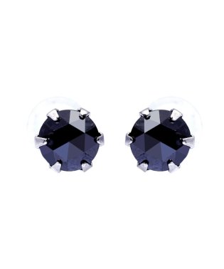 JEWELRY SELECTION/Pt900 ブラックダイヤモンド 計0.3ct ローズカット 6本爪プラチナピアス/506092448
