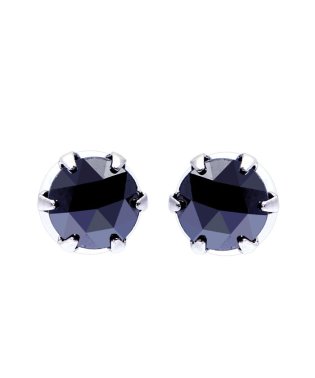 JEWELRY SELECTION/Pt900 ブラックダイヤモンド 計0.5ct ローズカット 6本爪プラチナピアス/506092452