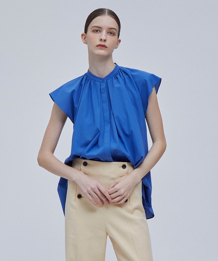 BEIGE LUCILLE / バンドカラーブラウス BLUE 4