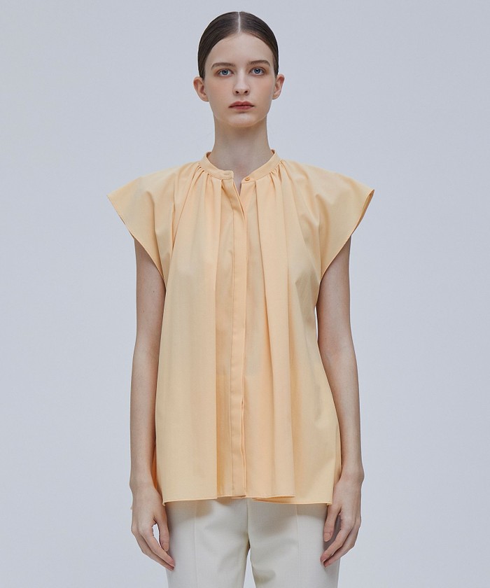 BEIGE LUCILLE / バンドカラーブラウス L. ORANGE 32