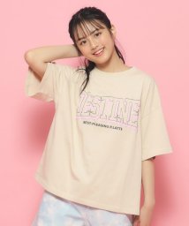 PINK-latte/【接触冷感機能付き】発泡プリントカレッジロゴTシャツ[五分袖]/506093048