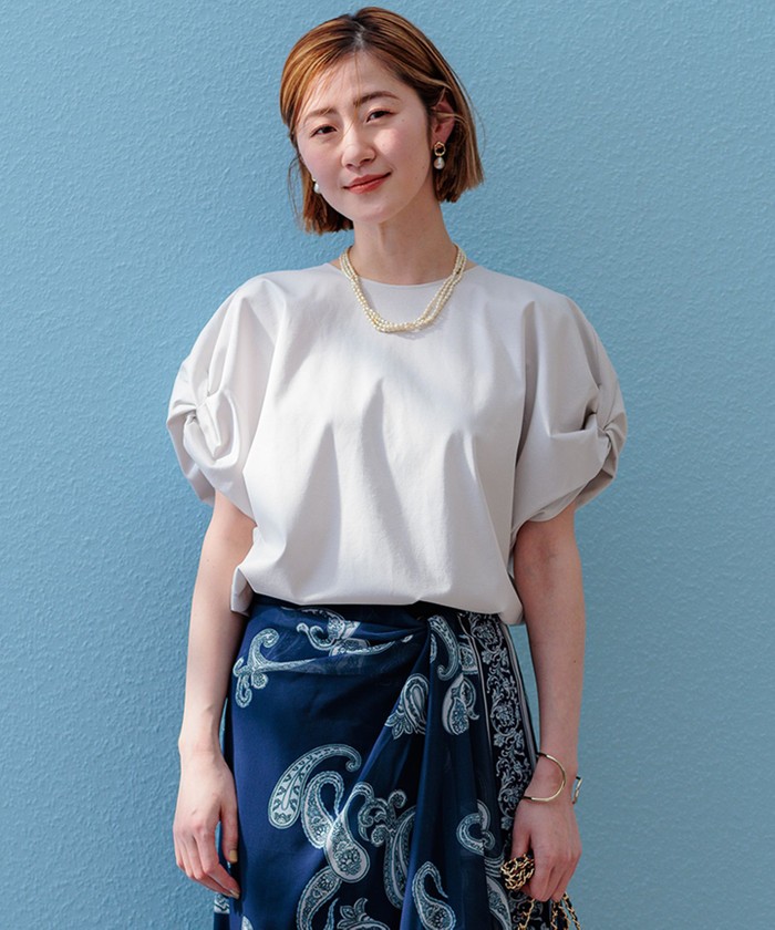 【GLOW8月号掲載/洗える】スムースデザイン ツイスト カットソー GLOW8月号掲載／洗える】スムースデザイン ツイスト