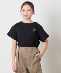 a.v.v(KID'S)(アー・ヴェ・ヴェキッズ)/[100－130]ハートワッペン半袖Tシャツ/ブラック