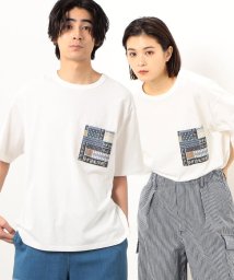 Purple & Yellow(パープル＆イエロー)/総柄胸ポケット半袖Ｔシャツ/ホワイト