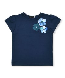 BeBe(ベベ)/【お揃い】立体フラワーモチーフ半袖Tシャツ(90~150cm)/ネイビー