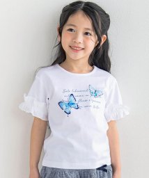 BeBe(ベベ)/水彩風ちょうちょプリント半袖Tシャツ(90~150cm)/ホワイト