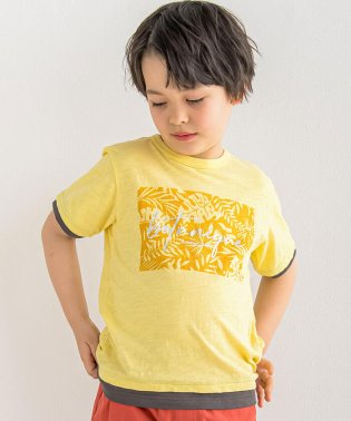 BeBe/スラブ天竺リーフプリントレイヤード風半袖Tシャツ(90~150cm)/506081679