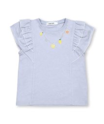 SLAP SLIP(スラップスリップ)/イチゴレモンネックレス風刺しゅう袖フリルTシャツ(80~140cm)/パープル