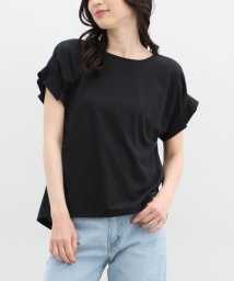 Honeys(ハニーズ)/袖タックＴシャツ Tシャツ カットソー きれいめ レディース 半袖 おしゃれ 人気 綿 /ブラック