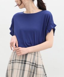 Honeys(ハニーズ)/袖タックＴシャツ Tシャツ カットソー きれいめ レディース 半袖 おしゃれ 人気 綿 /ブルー